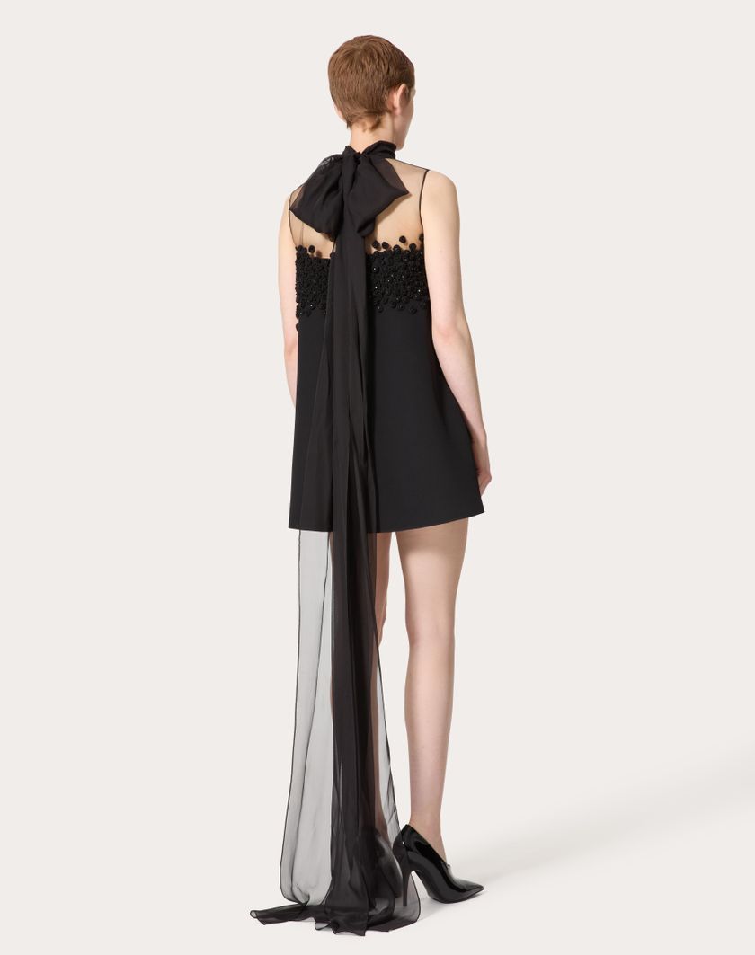Valentino Handbags Abito Corto In Structured Couture Ricamato per Donna in Nero | Valentino IT Promozione Limitata
