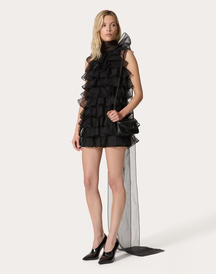 Valentino Handbags Abito Corto In Organza per Donna in Nero | Valentino IT Fino Al -60%