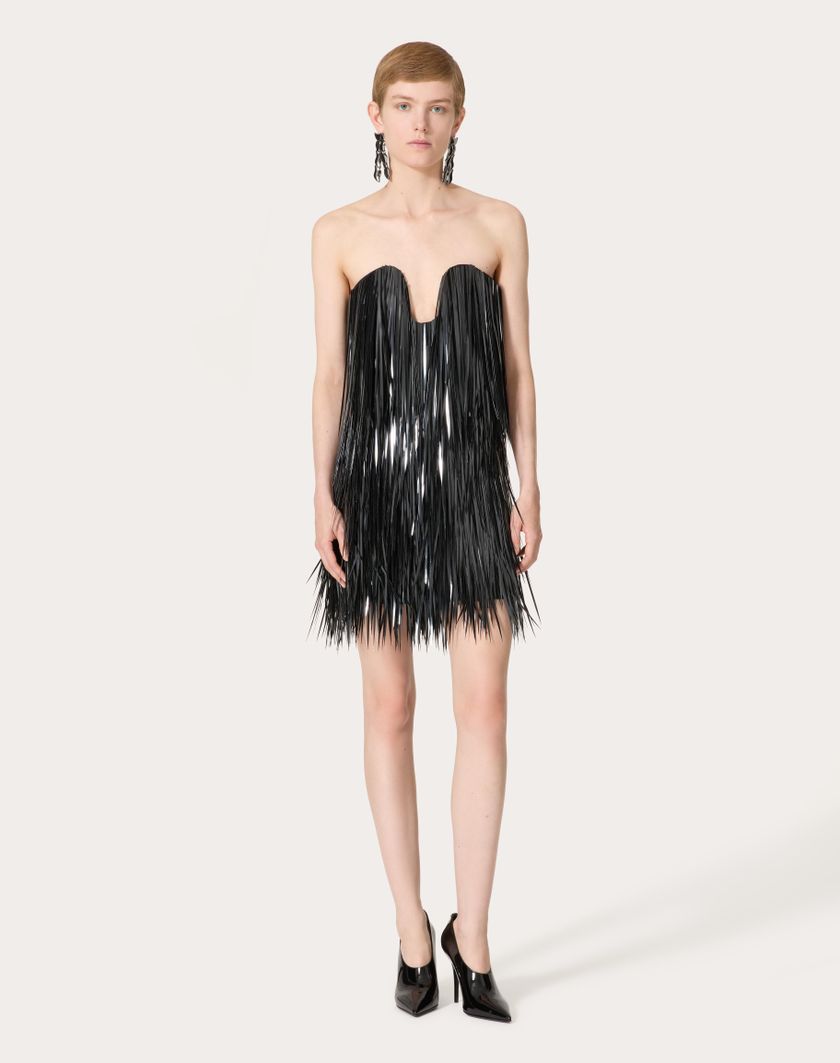 Valentino Handbags Abito Corto In Organza Ricamato per Donna in Nero | Valentino IT Affare Del Giorno