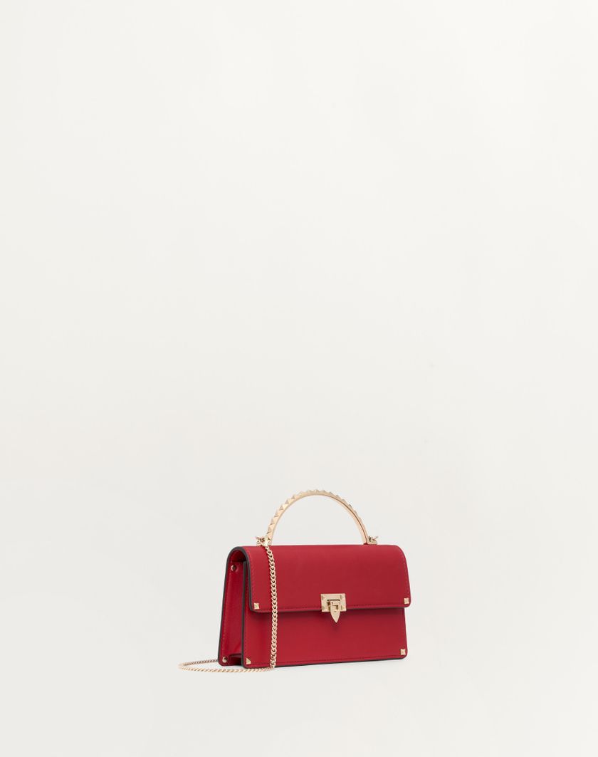 Valentino Handbags Mini Borsa A Mano Rockstud In Vitello per Donna in Rosso V. | Valentino IT Duty-free