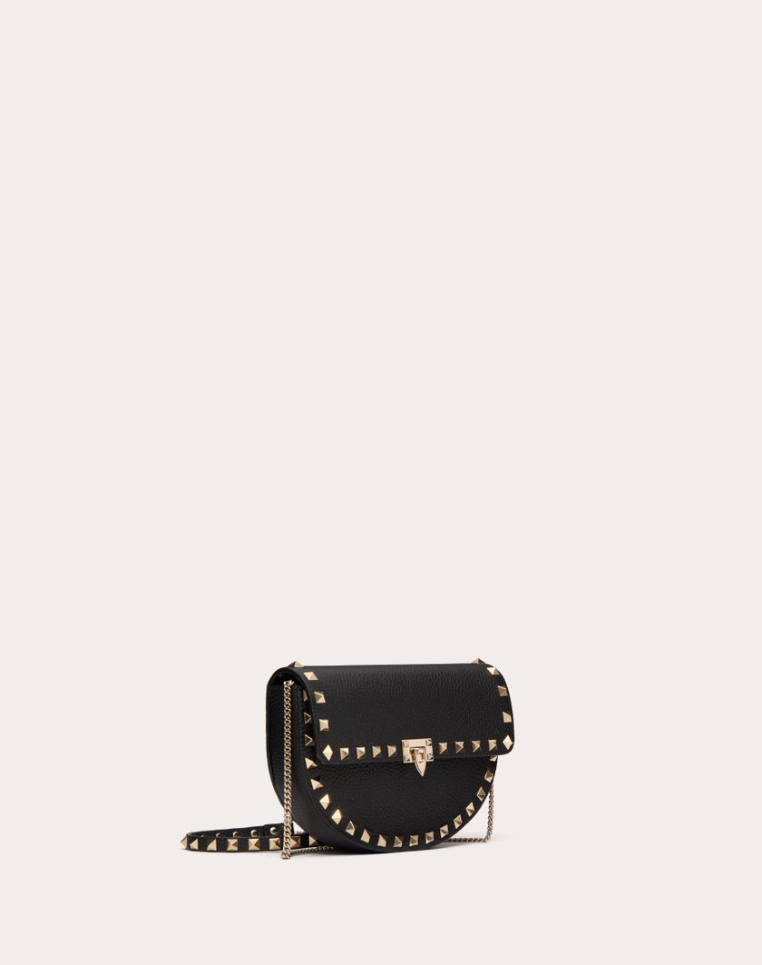 Valentino Handbags Mini Borsa A Tracolla Rockstud In Vitello Granato per Donna in Nero | Valentino IT Saldi