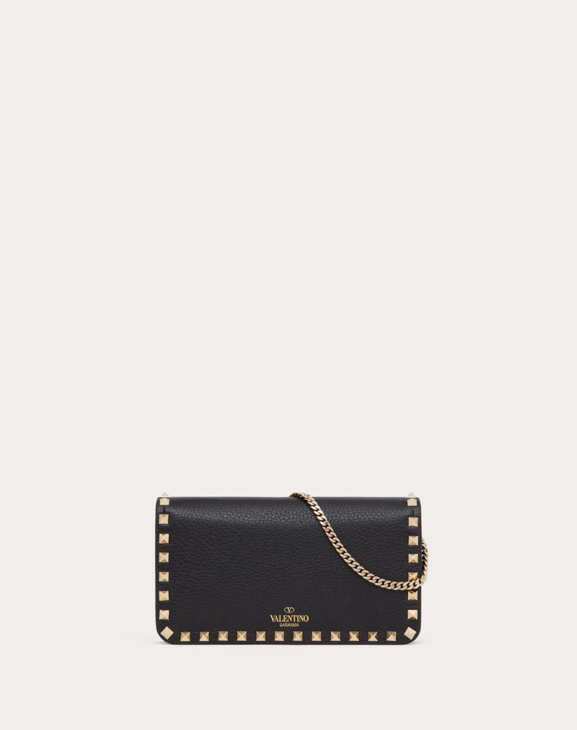 Valentino Handbags Pouch Con Catena Rockstud In Vitello Granato per Donna in Nero | Valentino IT Hotsell