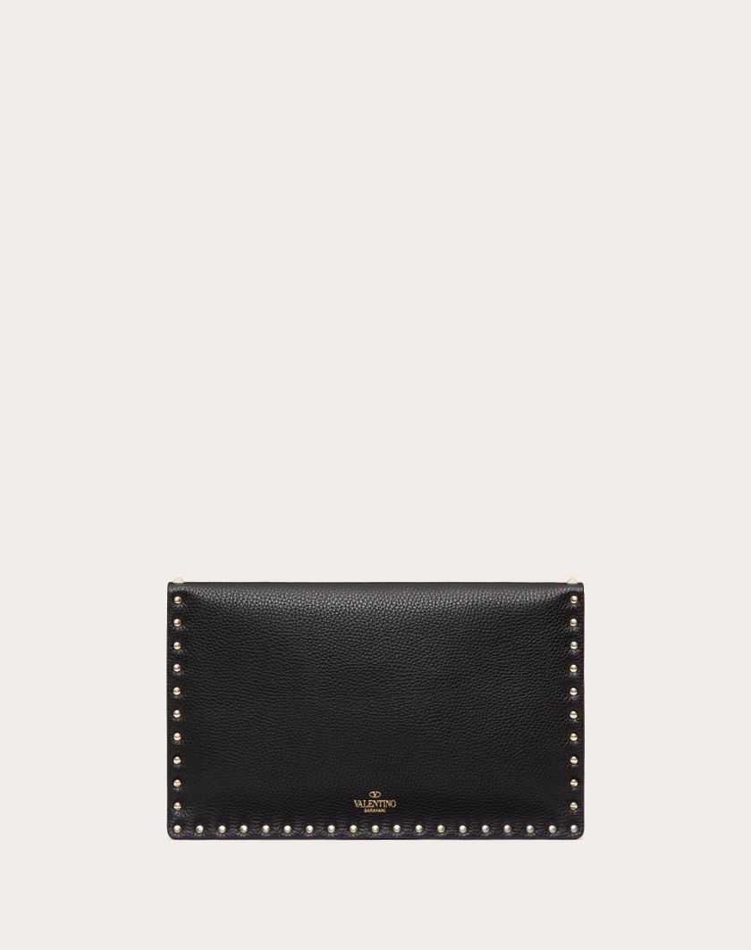 Valentino Handbags Pouch Rockstud In Vitello Granato per Donna in Poudre | Valentino IT In Saldo
