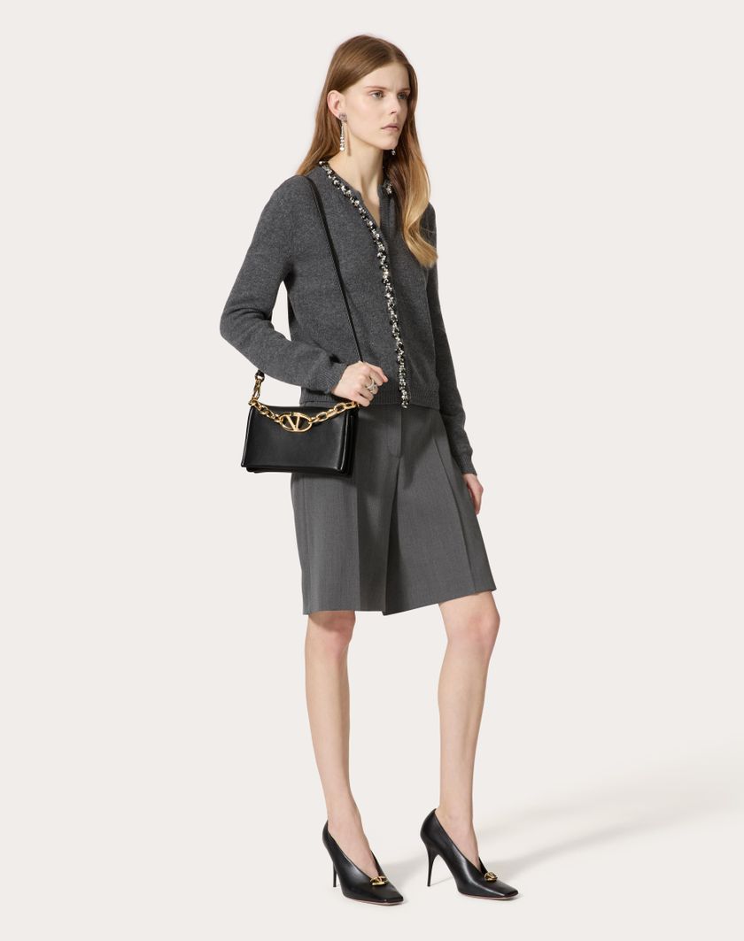Valentino Handbags Clutch Vlogo Chain In Nappa Con Catena per Donna in Nero | Valentino IT Qualità