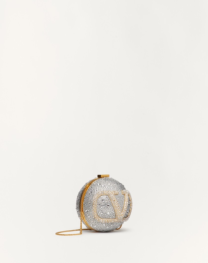 Valentino Handbags Minaudière Vlogo Signature In Metallo E Cristalli Swarovski® per Donna in Crystal | Valentino IT Consegna Veloce