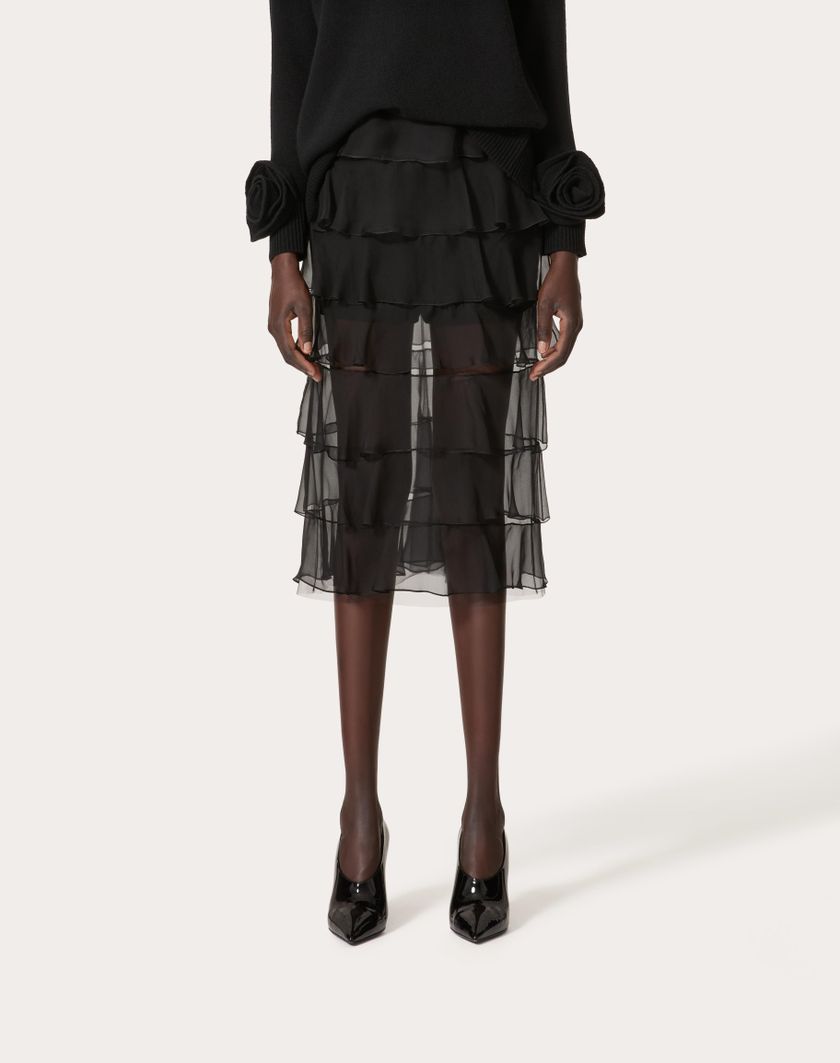 Valentino Handbags Gonna In Chiffon per Donna in Nero | Valentino IT Fino Al -60%