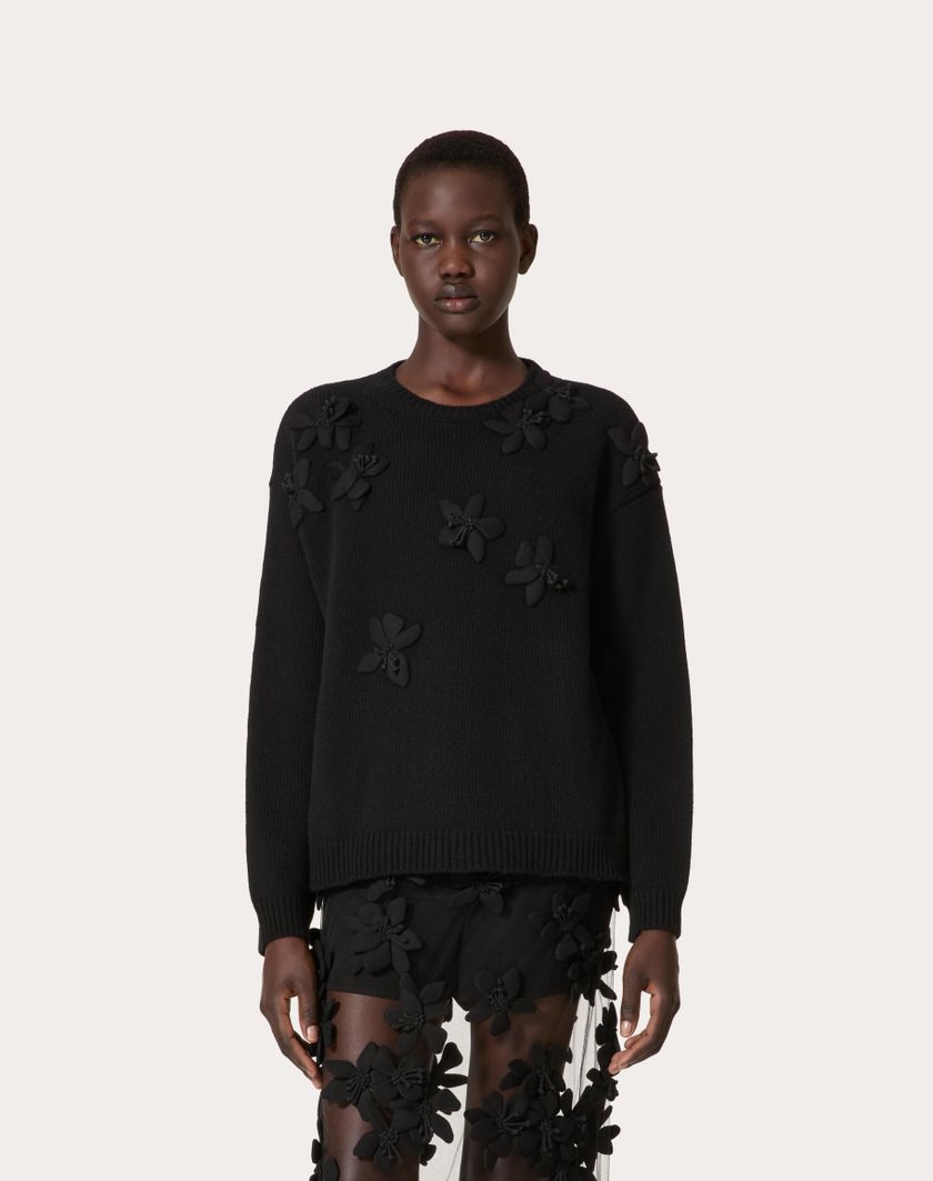 Valentino Handbags Maglia In Lana Ricamata per Donna in Nero | Valentino IT Prezzo Ridotto