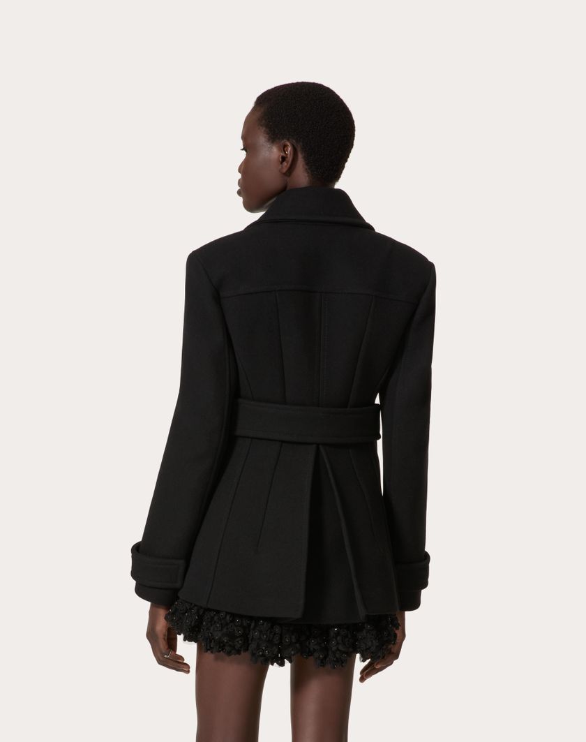 Valentino Handbags Caban In Compact Coat per Donna in Nero | Valentino IT Presa