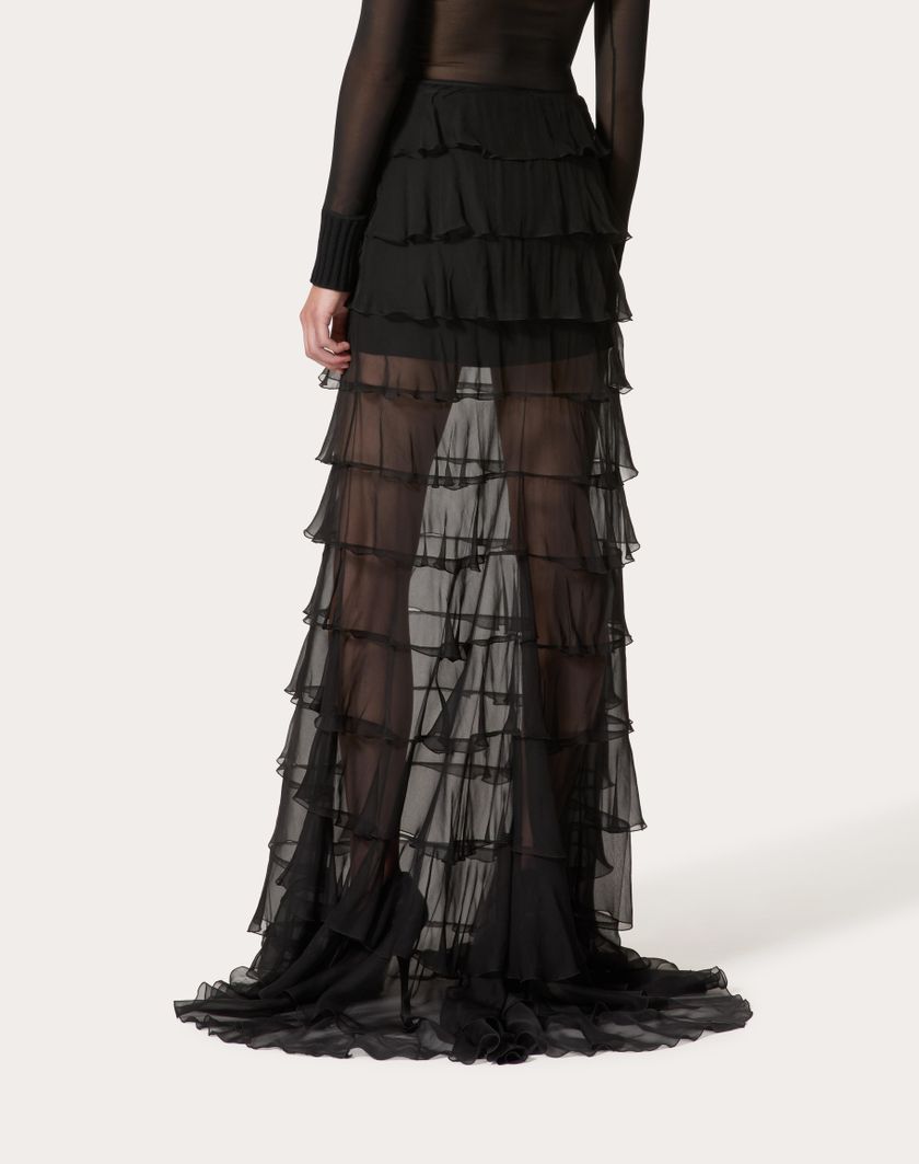 Valentino Handbags Gonna Lunga In Chiffon per Donna in Nero | Valentino IT Economico