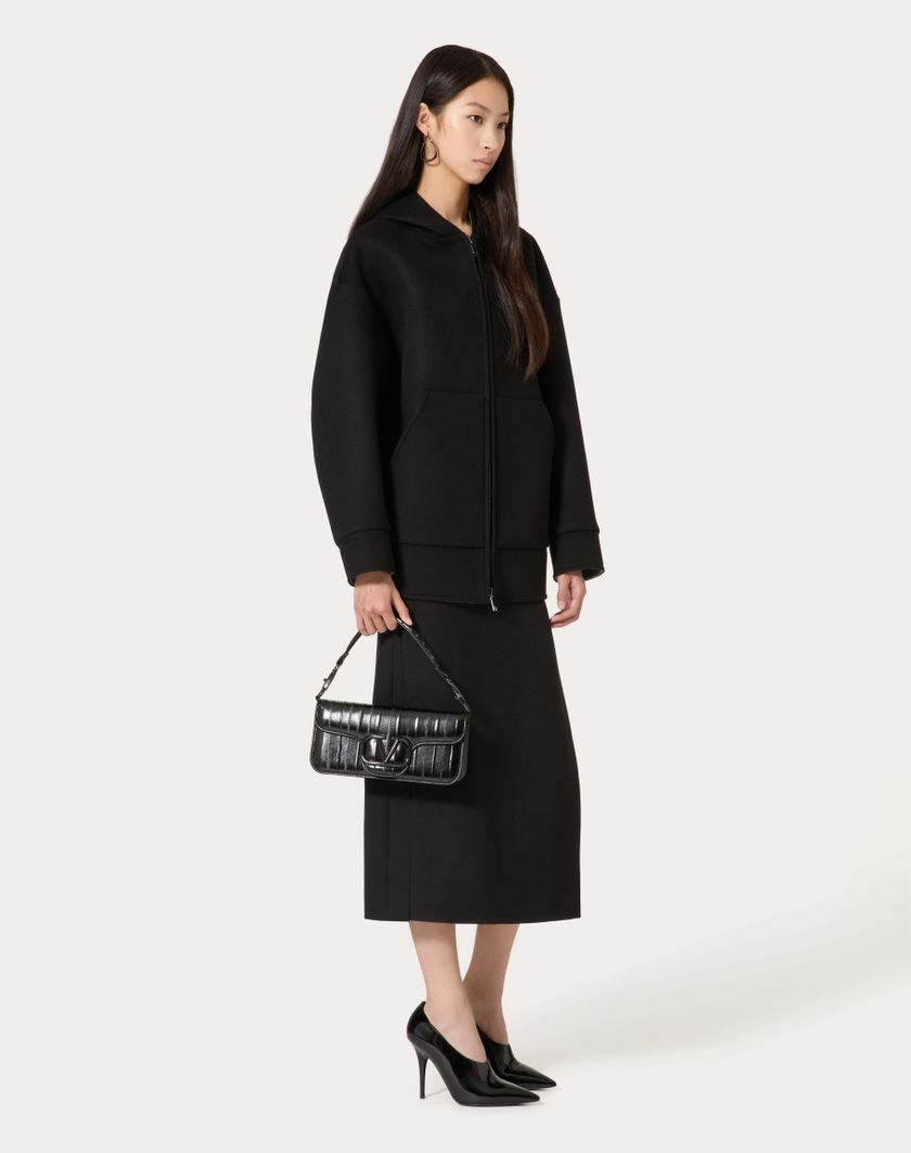 Valentino Handbags Caban In Compact Drap per Donna in Nero | Valentino IT In Vendita