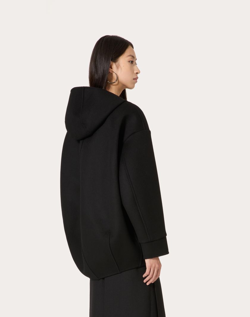 Valentino Handbags Caban In Compact Drap per Donna in Nero | Valentino IT In Vendita