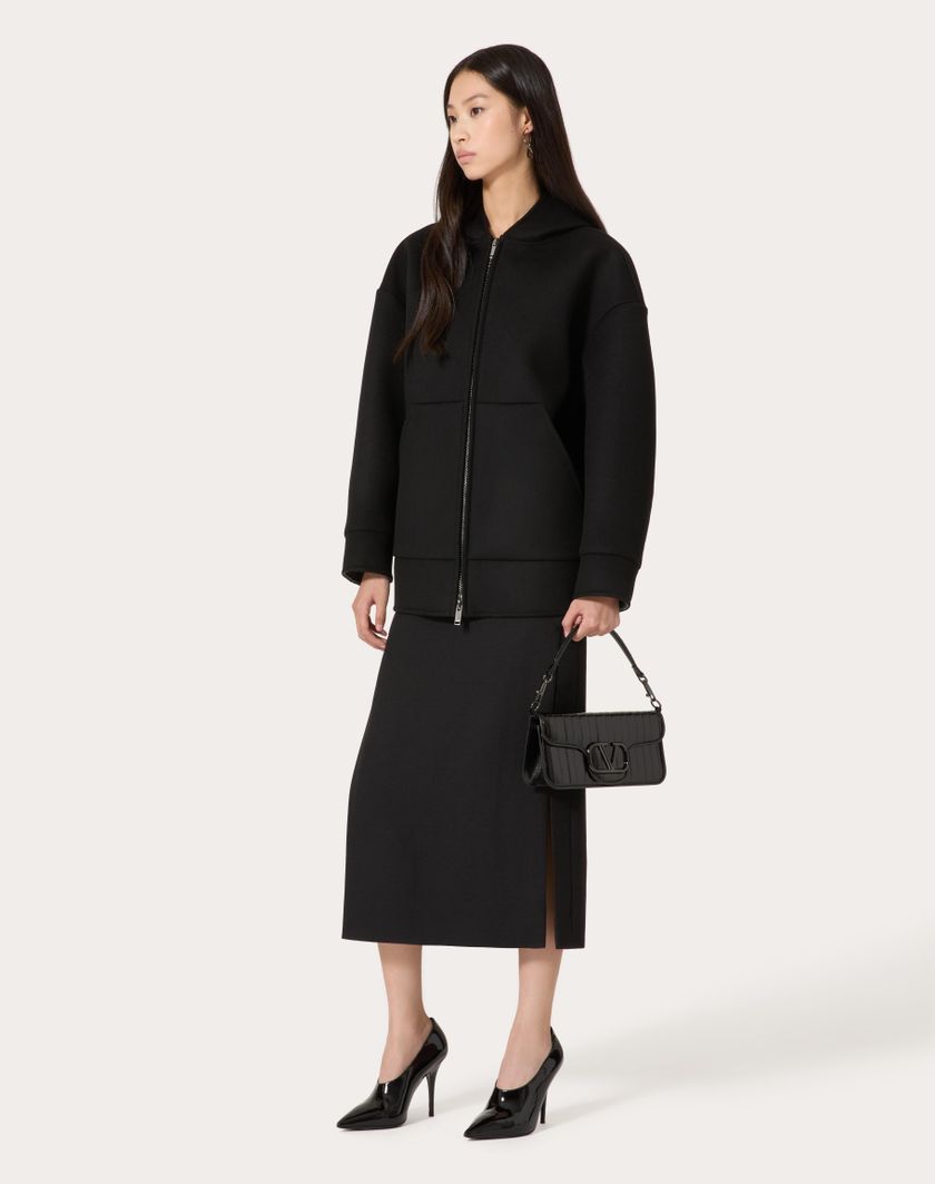 Valentino Handbags Gonna Midi In Grisaille per Donna in Nero | Valentino IT Saldi