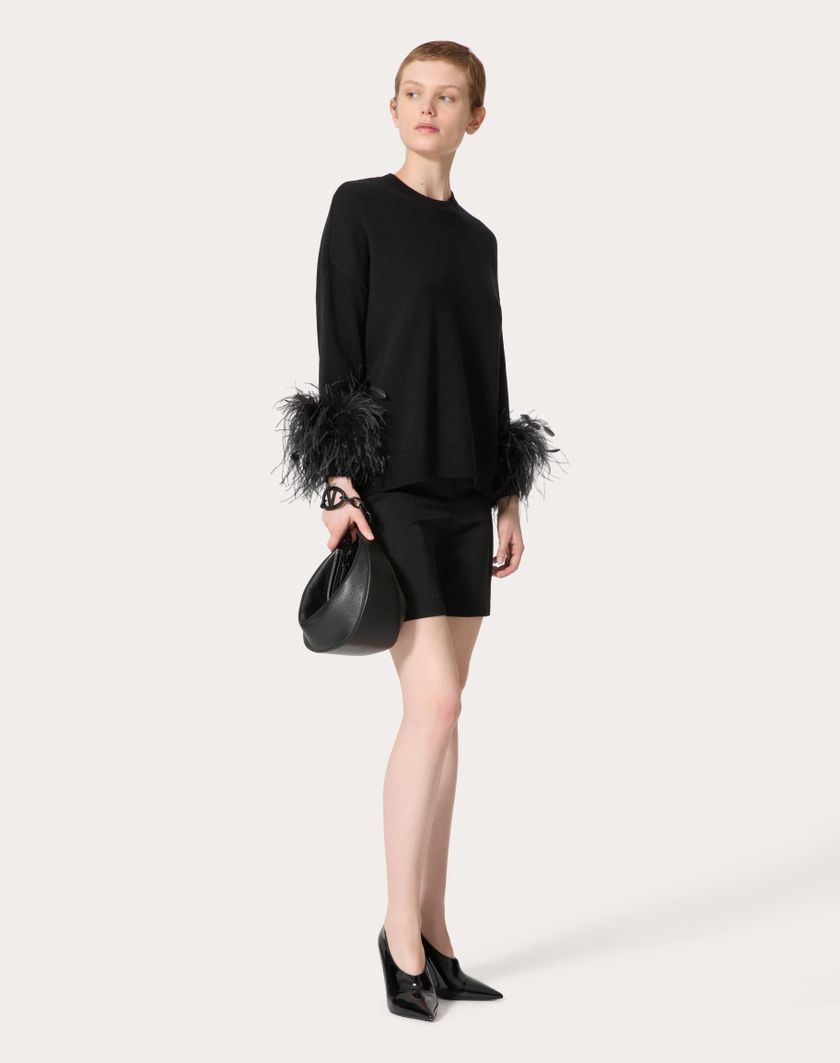 Valentino Handbags Maglia In Lana Con Piume per Donna in Nero | Valentino IT Offerte