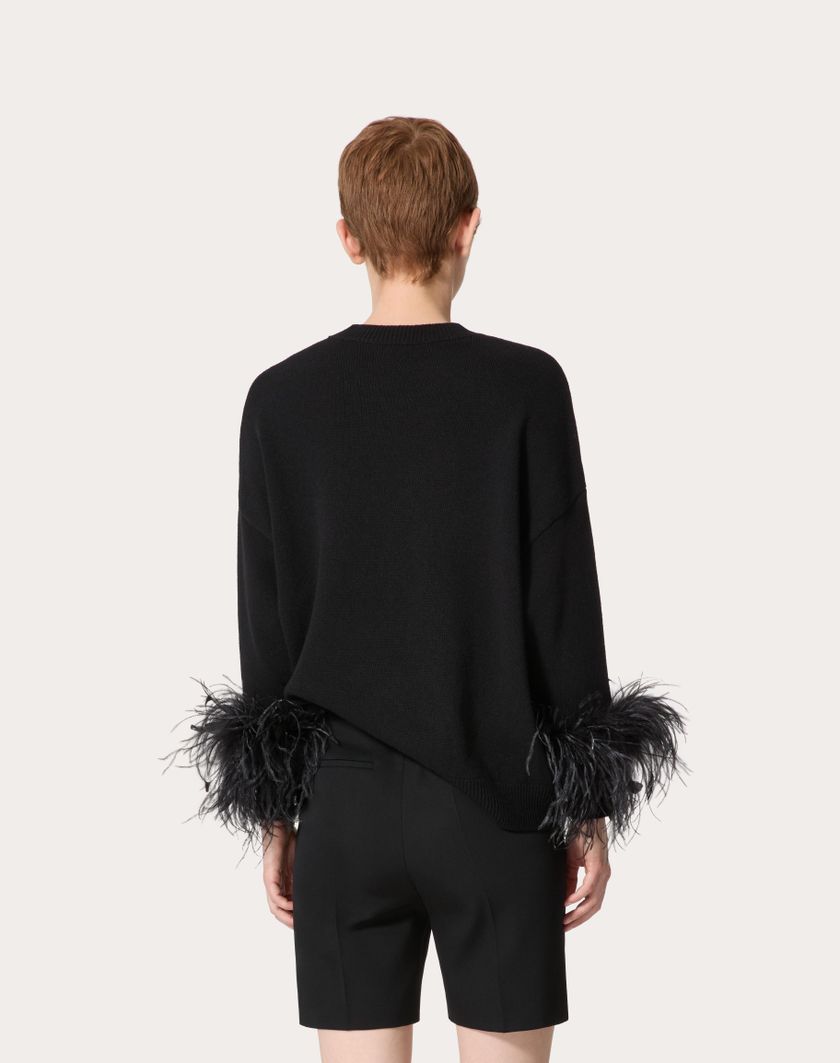 Valentino Handbags Maglia In Lana Con Piume per Donna in Nero | Valentino IT Offerte