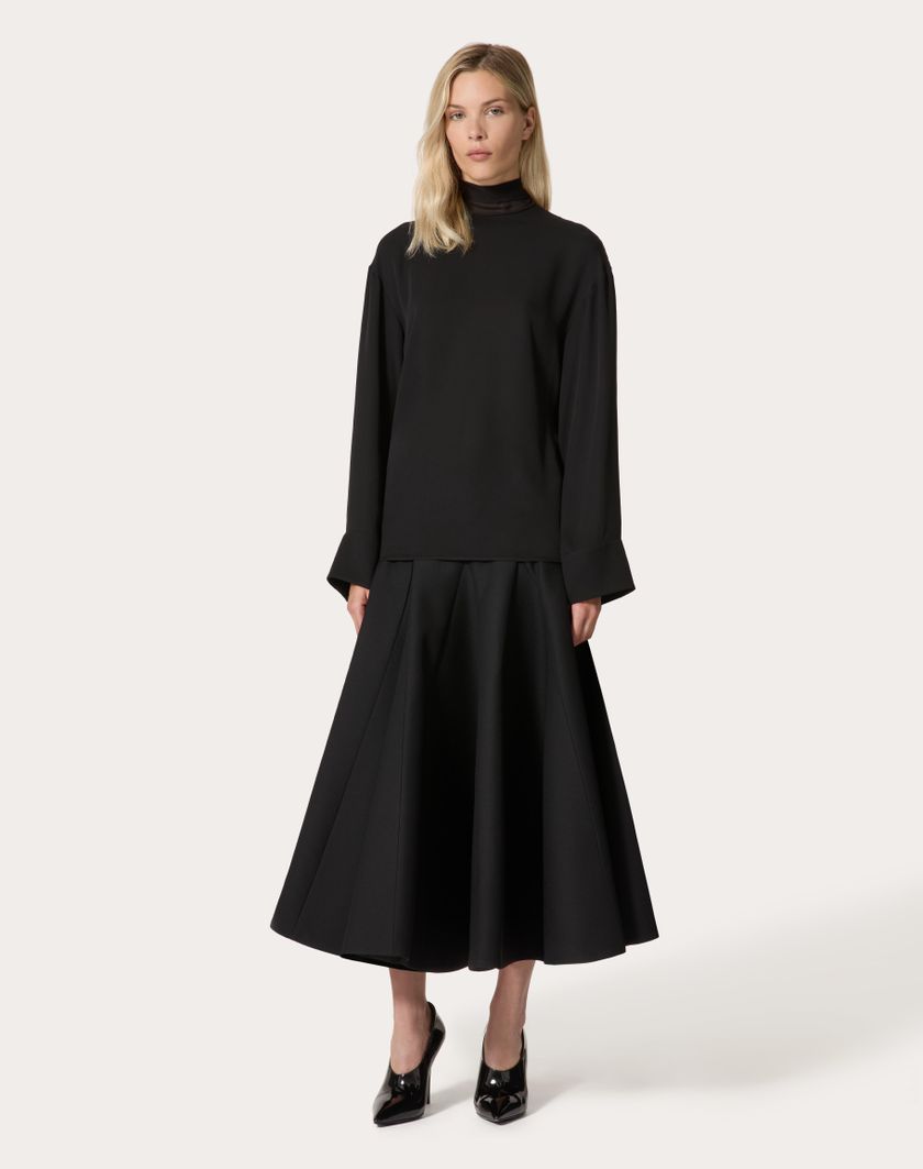 Valentino Handbags Top In Georgette per Donna in Nero | Valentino IT Vendita Calda