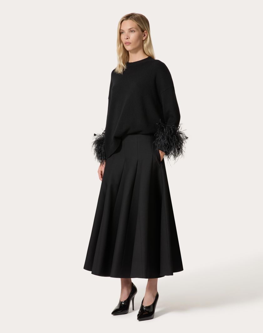Valentino Handbags Gonna Midi In Crepe Couture per Donna in Nero | Valentino IT Vendita Economica