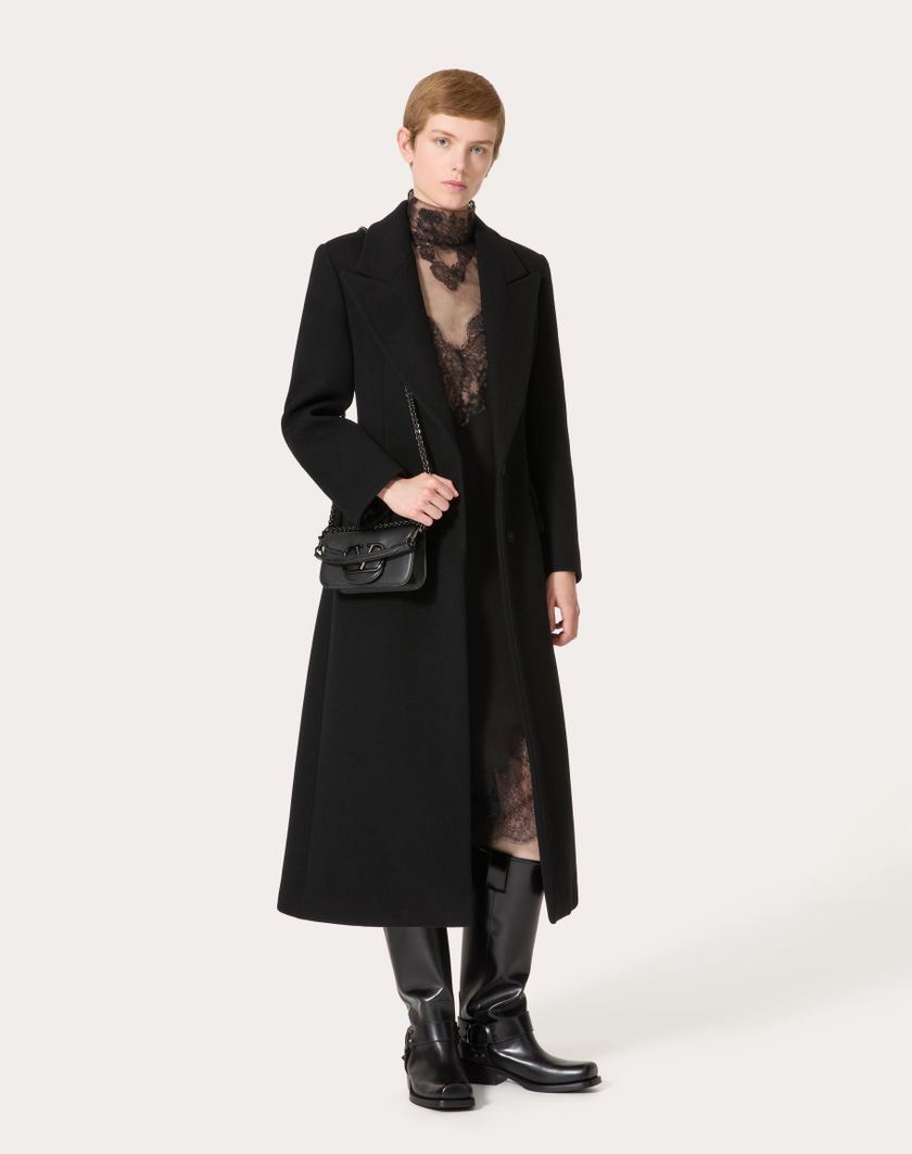 Valentino Handbags Cappotto In Compact Coat per Donna in Nero | Valentino IT Vendite Flash
