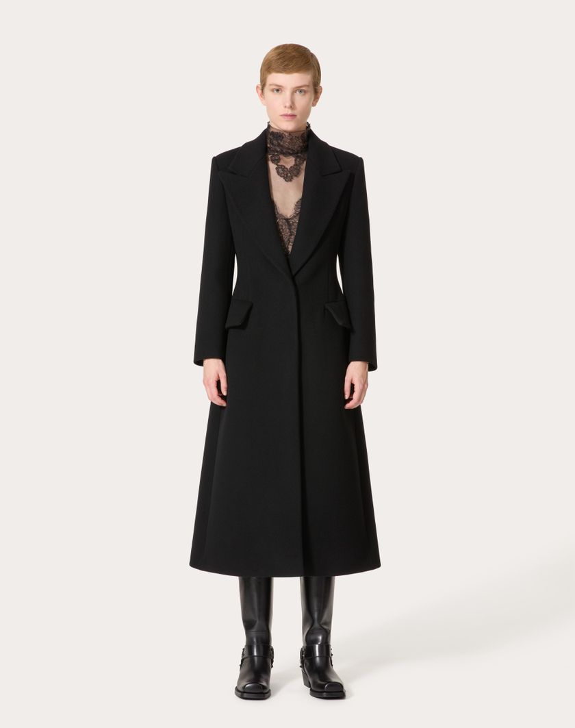 Valentino Handbags Cappotto In Compact Coat per Donna in Nero | Valentino IT Vendite Flash