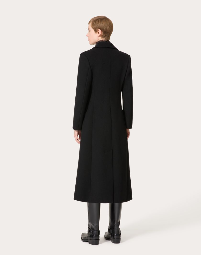 Valentino Handbags Cappotto In Compact Coat per Donna in Nero | Valentino IT Vendite Flash