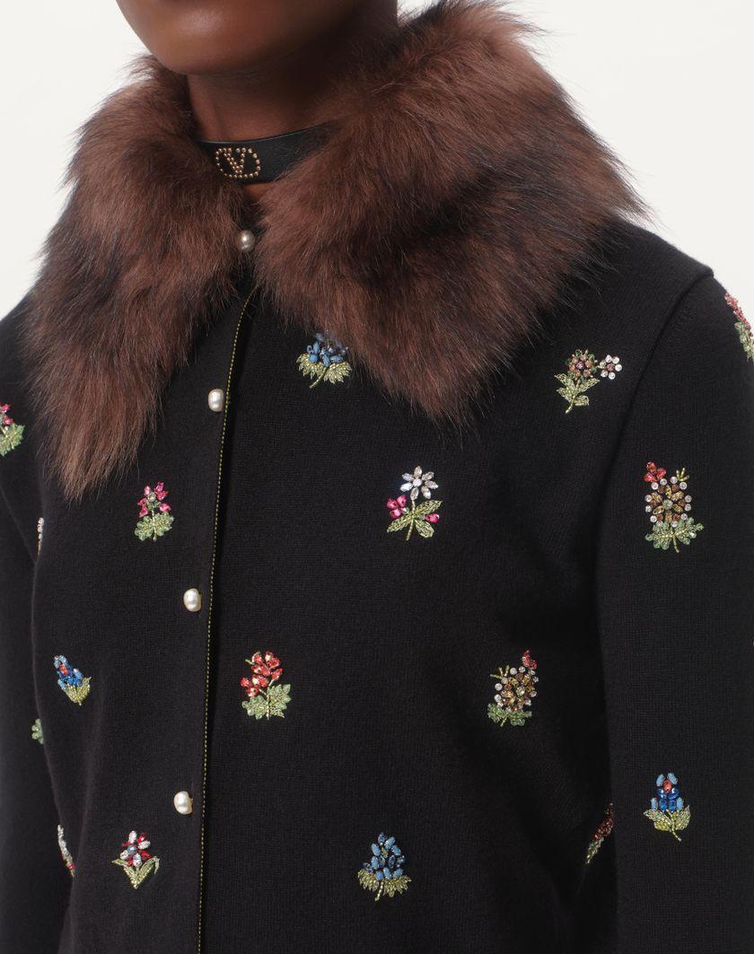 Valentino Handbags Cardigan In Lana Ricamato per Donna in Nero | Valentino IT Nuovo