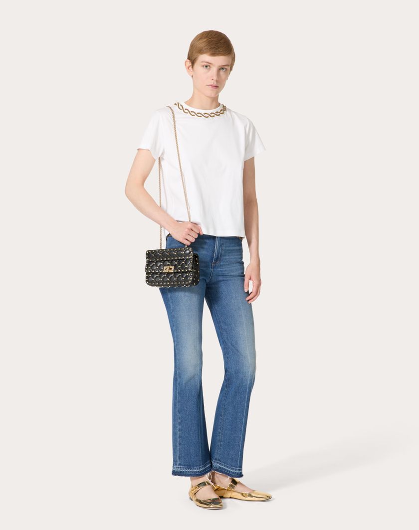 Valentino Handbags Borsa Piccola Rockstud Spike In Nappa per Donna in Poudre | Valentino IT Saldi