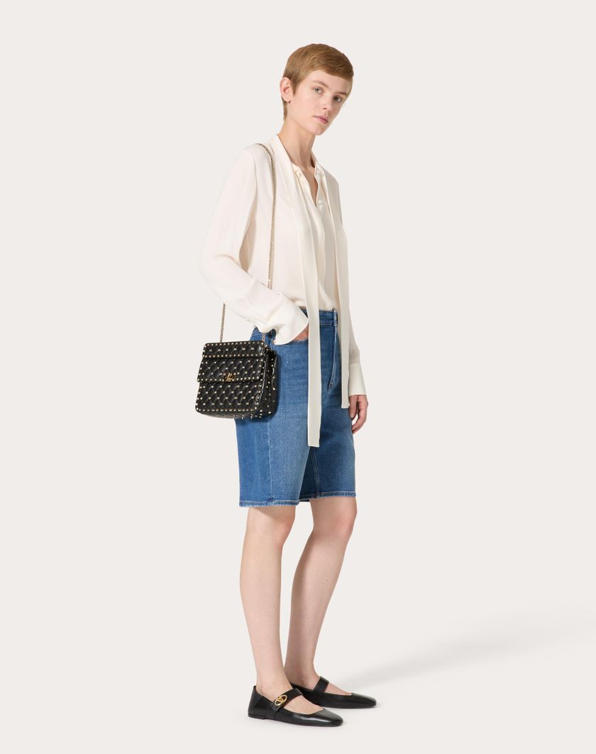 Valentino Handbags Borsa Media Rockstud Spike In Nappa per Donna in Nero | Valentino IT ACQUISTA ORA