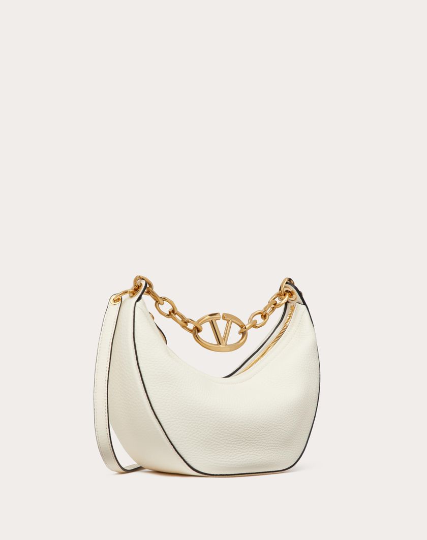 Valentino Handbags Hobo Piccola Vlogo Moon Bag In Vitello Granato Con Catena per Donna in Cappuccino | Valentino IT 2025