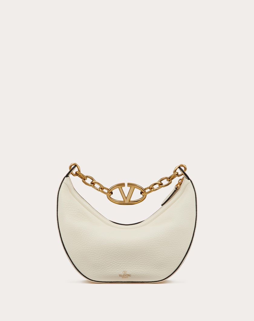 Valentino Handbags Hobo Piccola Vlogo Moon Bag In Vitello Granato Con Catena per Donna in Cappuccino | Valentino IT 2025