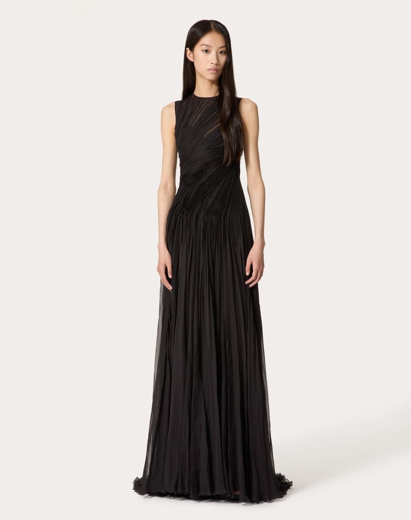 Valentino Handbags Gown In Chiffon per Donna in Nero | Valentino IT Spedizione Gratuita