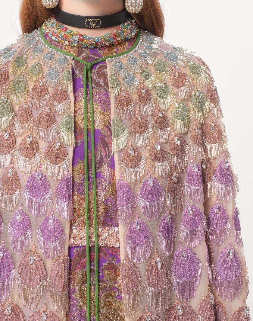 Valentino Handbags Cappa In Organza Ricamata per Donna in Poudre/multicolor | Valentino IT Affare Del Giorno