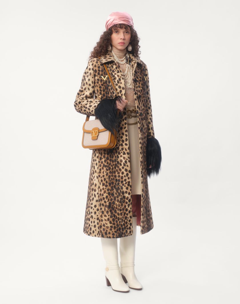 Valentino Handbags Cappotto In Panno Stampato Giaguaro Spots per Donna in Animalier | Valentino IT Pezzi Unici