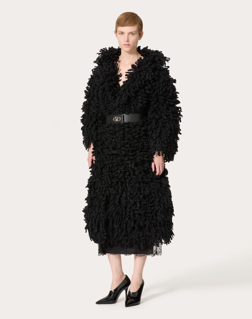 Valentino Handbags Cappotto In Maglia Di Lana per Donna in Nero | Valentino IT Qualità Garantita