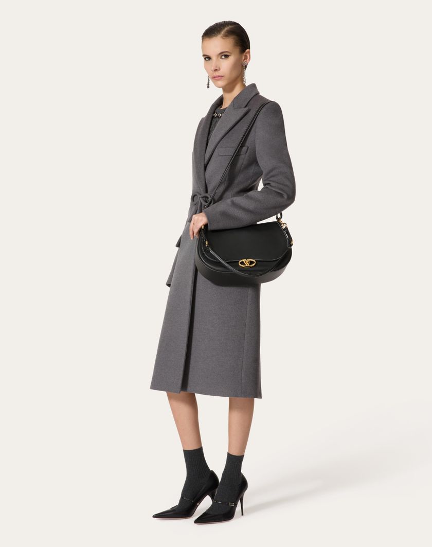 Valentino Handbags Cappotto In Compact Drap per Donna in Grigio Scuro | Valentino IT Consegna Veloce