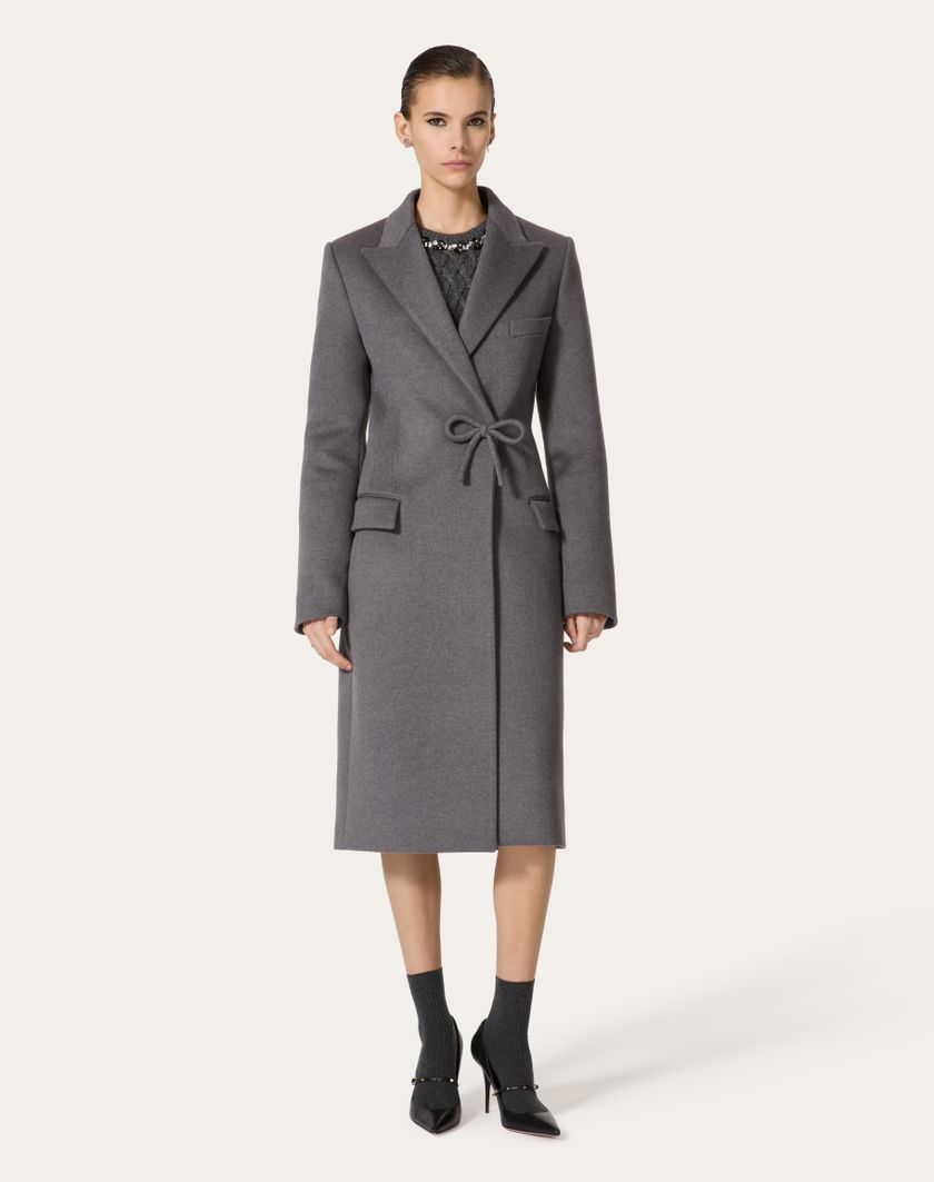Valentino Handbags Cappotto In Compact Drap per Donna in Grigio Scuro | Valentino IT Consegna Veloce
