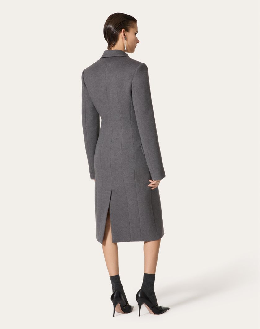 Valentino Handbags Cappotto In Compact Drap per Donna in Grigio Scuro | Valentino IT Consegna Veloce