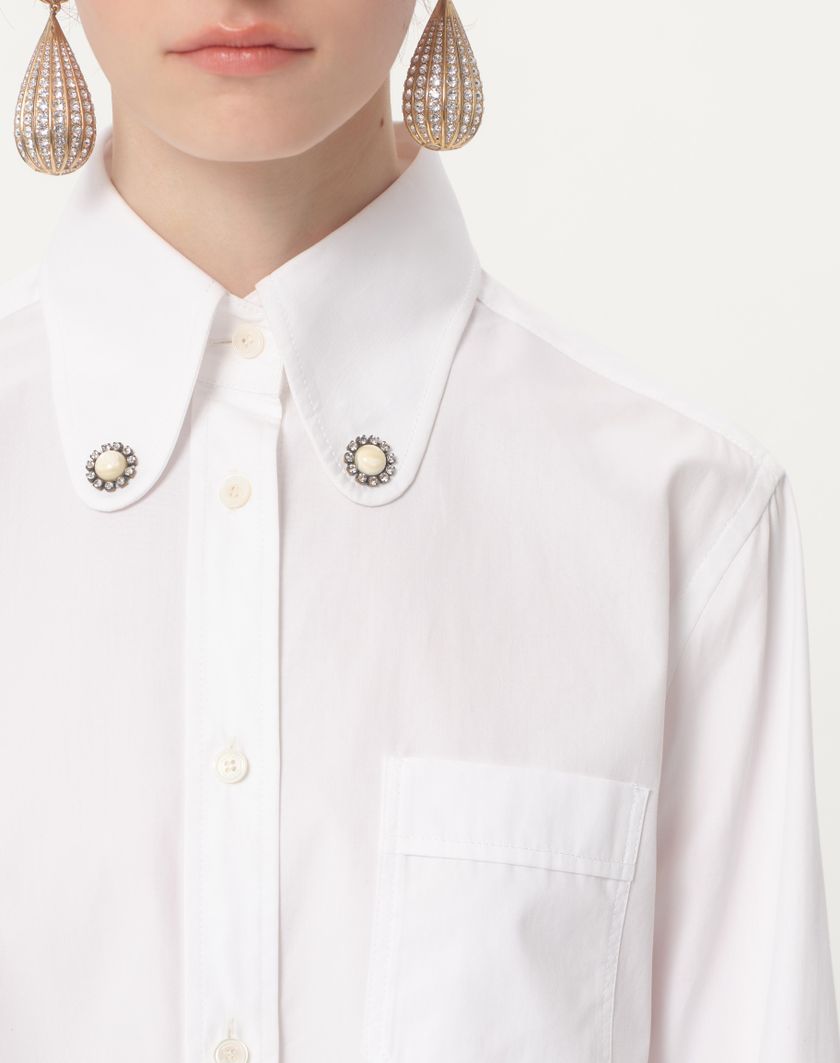 Valentino Handbags Camicia In Cotton Popeline per Donna in Bianco Ottico | Valentino IT Shopping Online