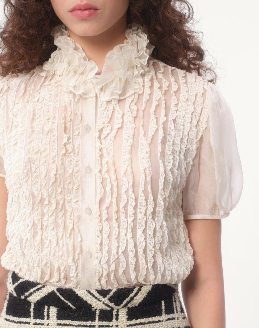 Valentino Handbags Camicia In Chiffon per Donna in Avorio | Valentino IT Prezzo Ridotto