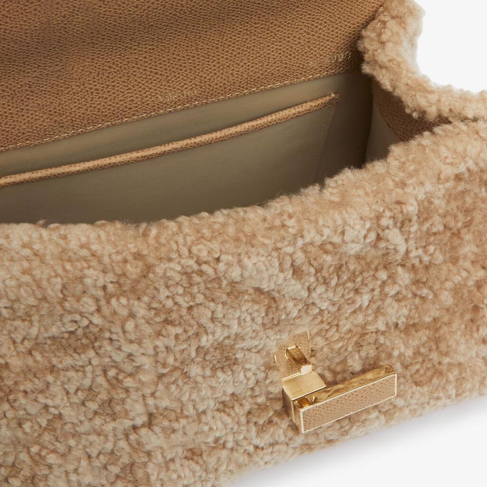 Valextra Borsa a mano da Donna di Lusso in Shearling Beige | Valextra Iside Consegna Veloce