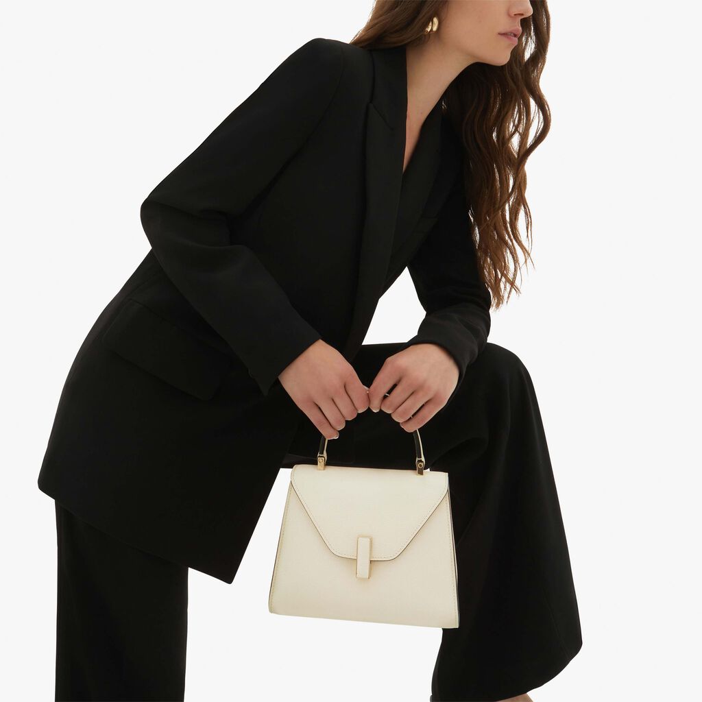 Valextra Iside: Borsa a mano Mini in Pelle Bianca | Valextra Novità