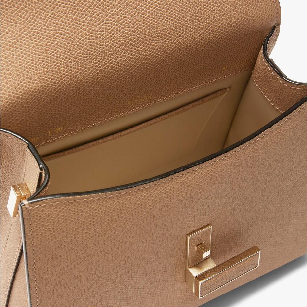Valextra Borsetta a mano in Pelle Beige con tracolla | Valextra Iside Presa