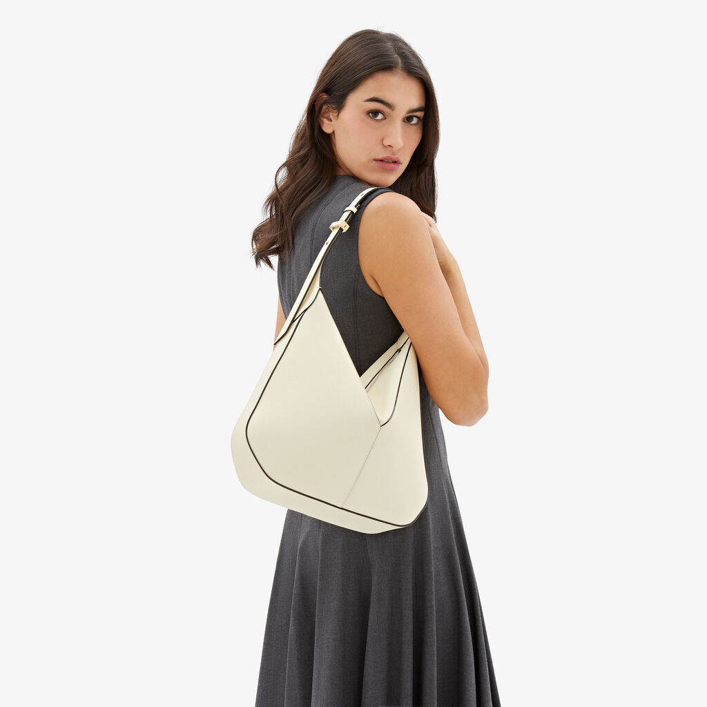 Valextra Borsa hobo da Donna di Lusso in pelle Bianca | Valextra Vivi Offerta
