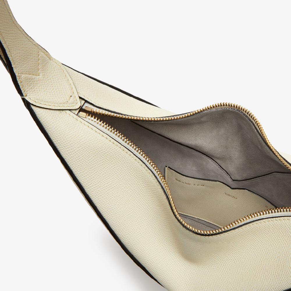 Valextra Borsa Hobo Vivi Mini | Pelle di vitello Millepunte Soft | Bianco Pergamena | Valextra Economico