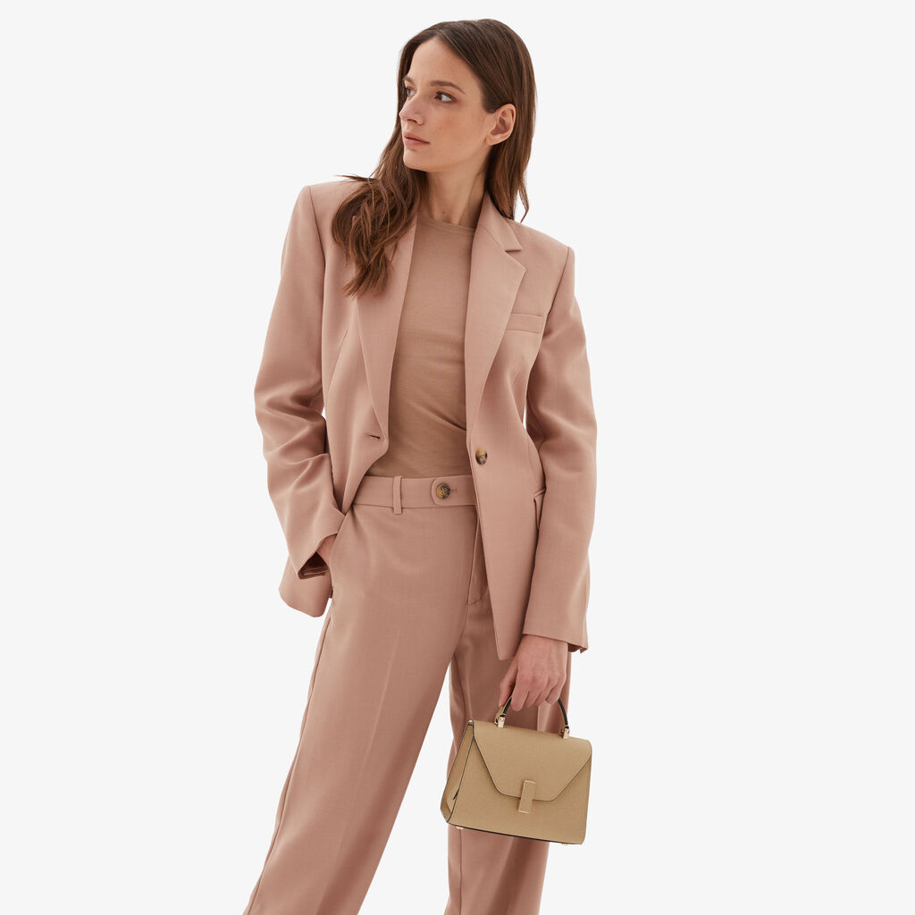Valextra Borsetta in Pelle Beige con tracolla | Valextra Iside Vendita Calda