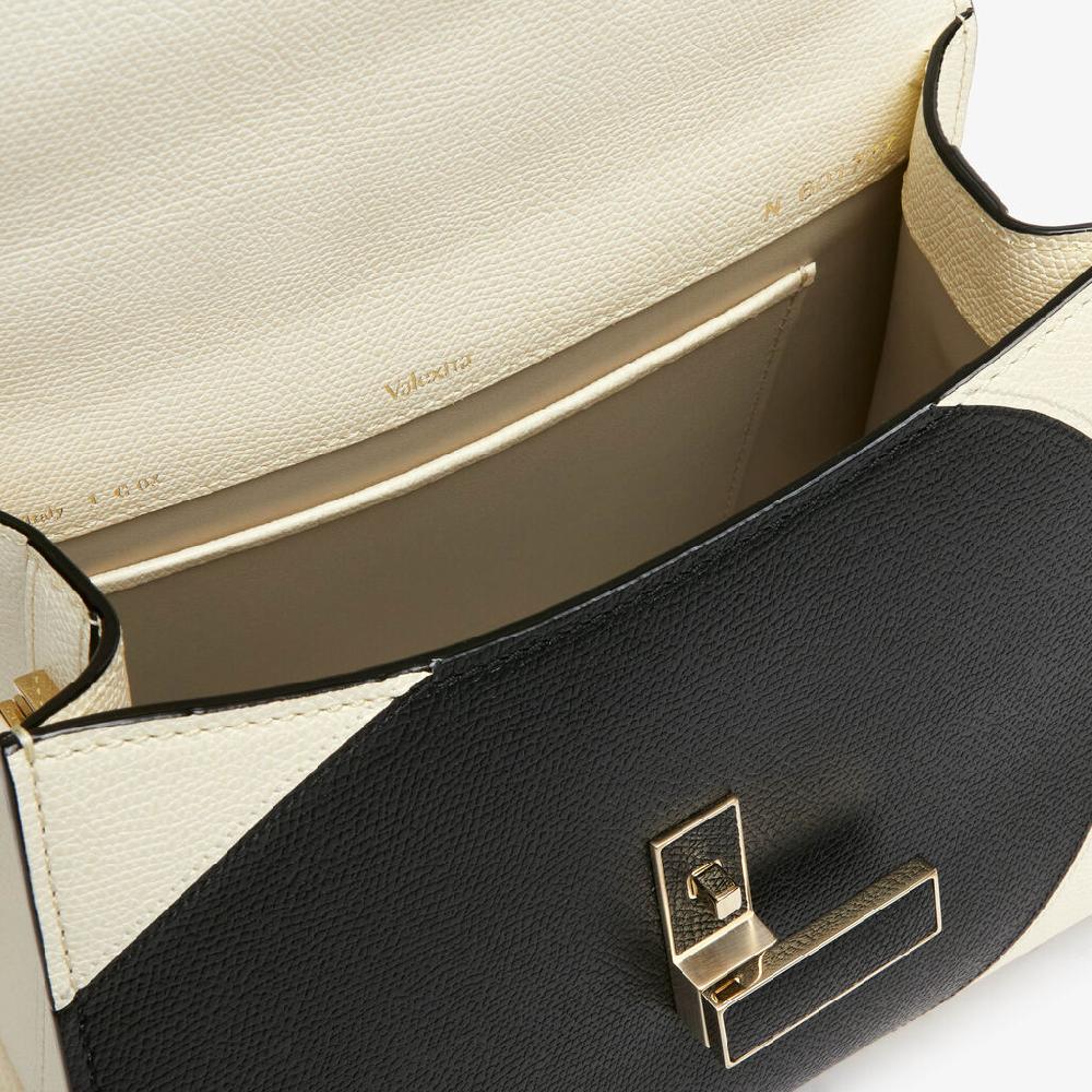 Valextra Borsa a mano da Donna Mini in Pelle Bianca e Nera | Valextra Iside Saldi Di Fabbrica