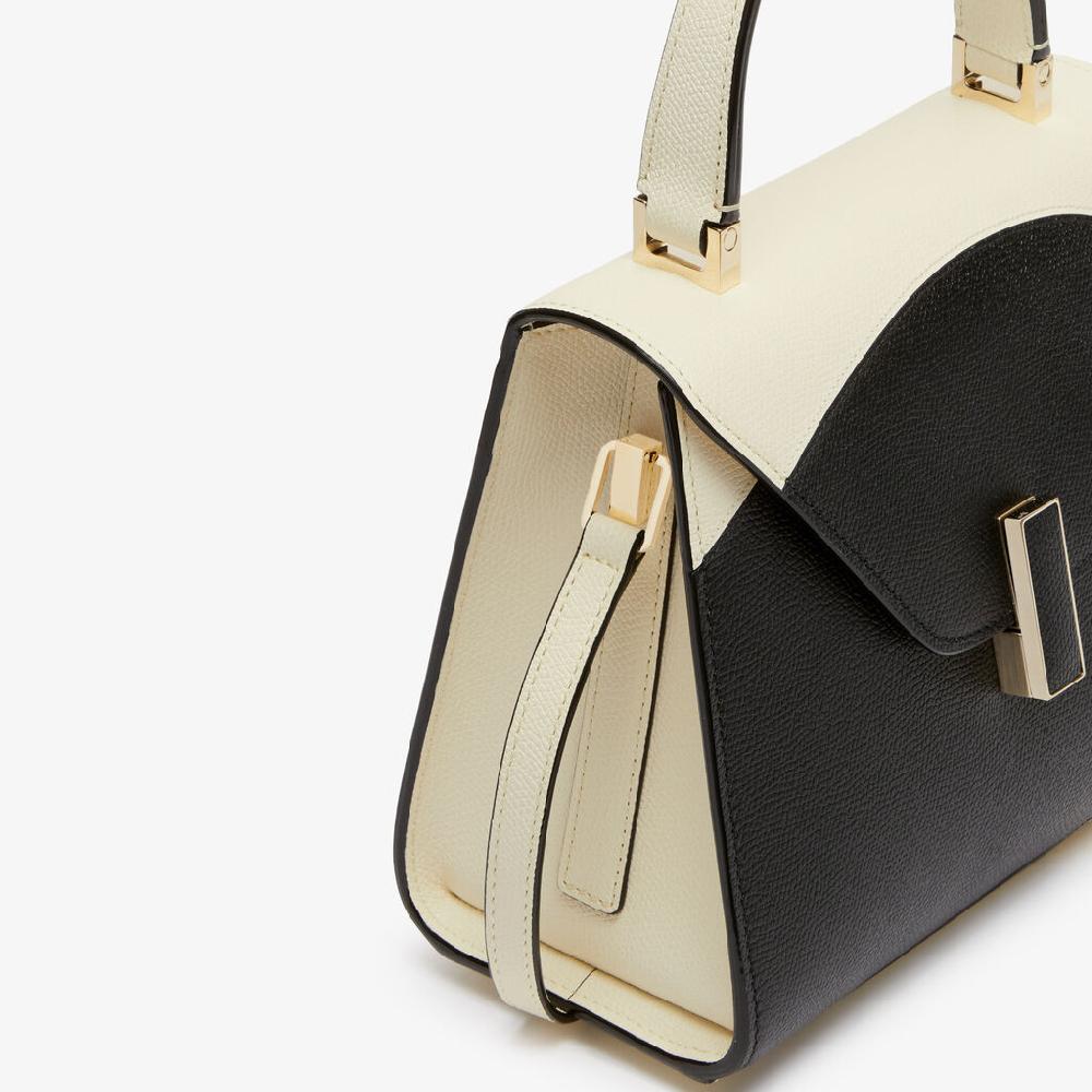 Valextra Borsa a mano da Donna Mini in Pelle Bianca e Nera | Valextra Iside Saldi Di Fabbrica