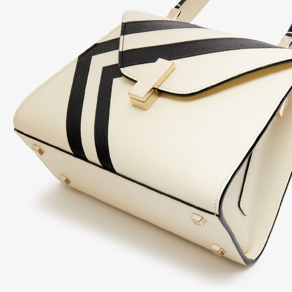 Valextra Borsa a mano Donna Pelle intarsia Bianca e Nera | Valextra Iside I Più Venduti