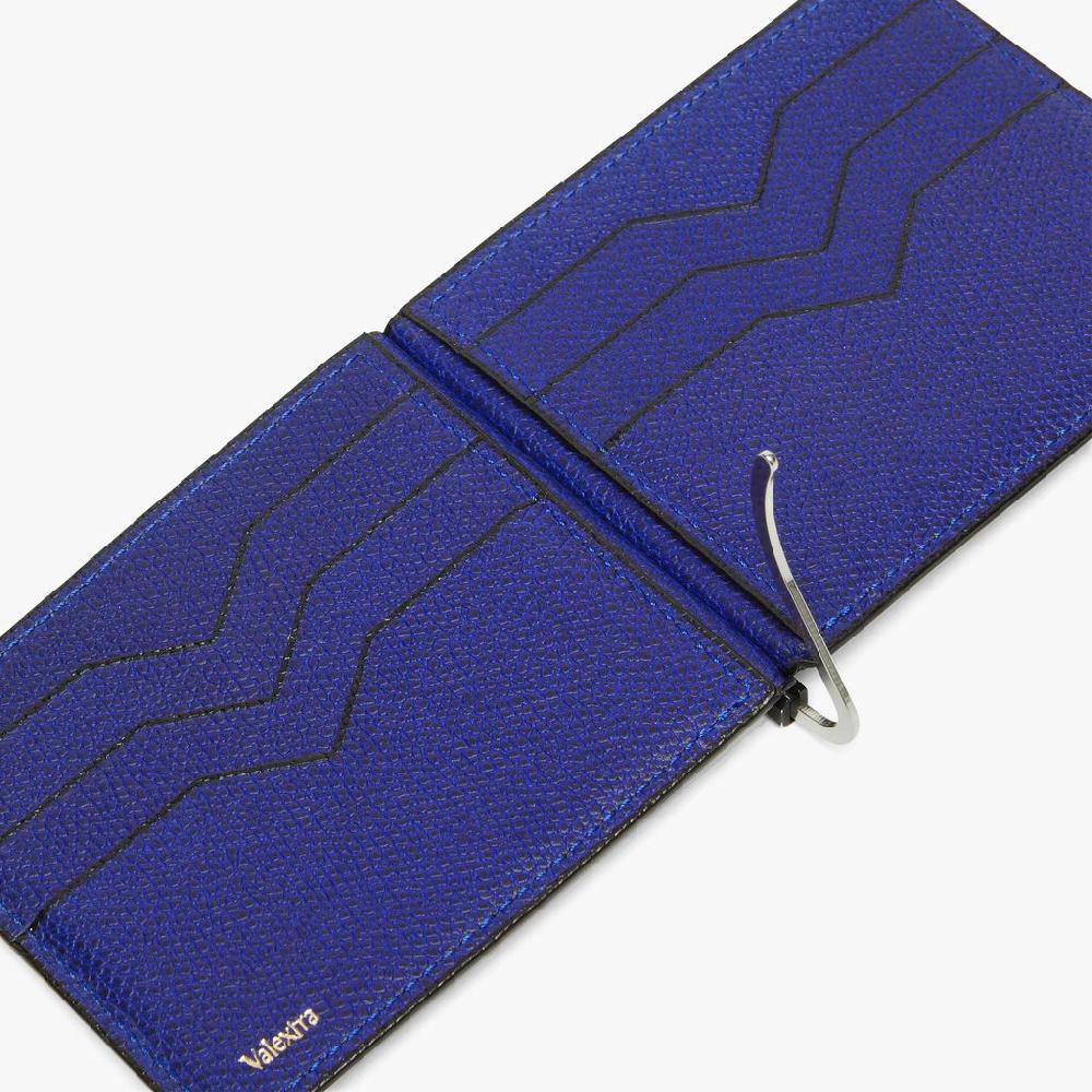 Valextra Portafoglio con fermasoldi in Pelle Blu | Valextra Vendita