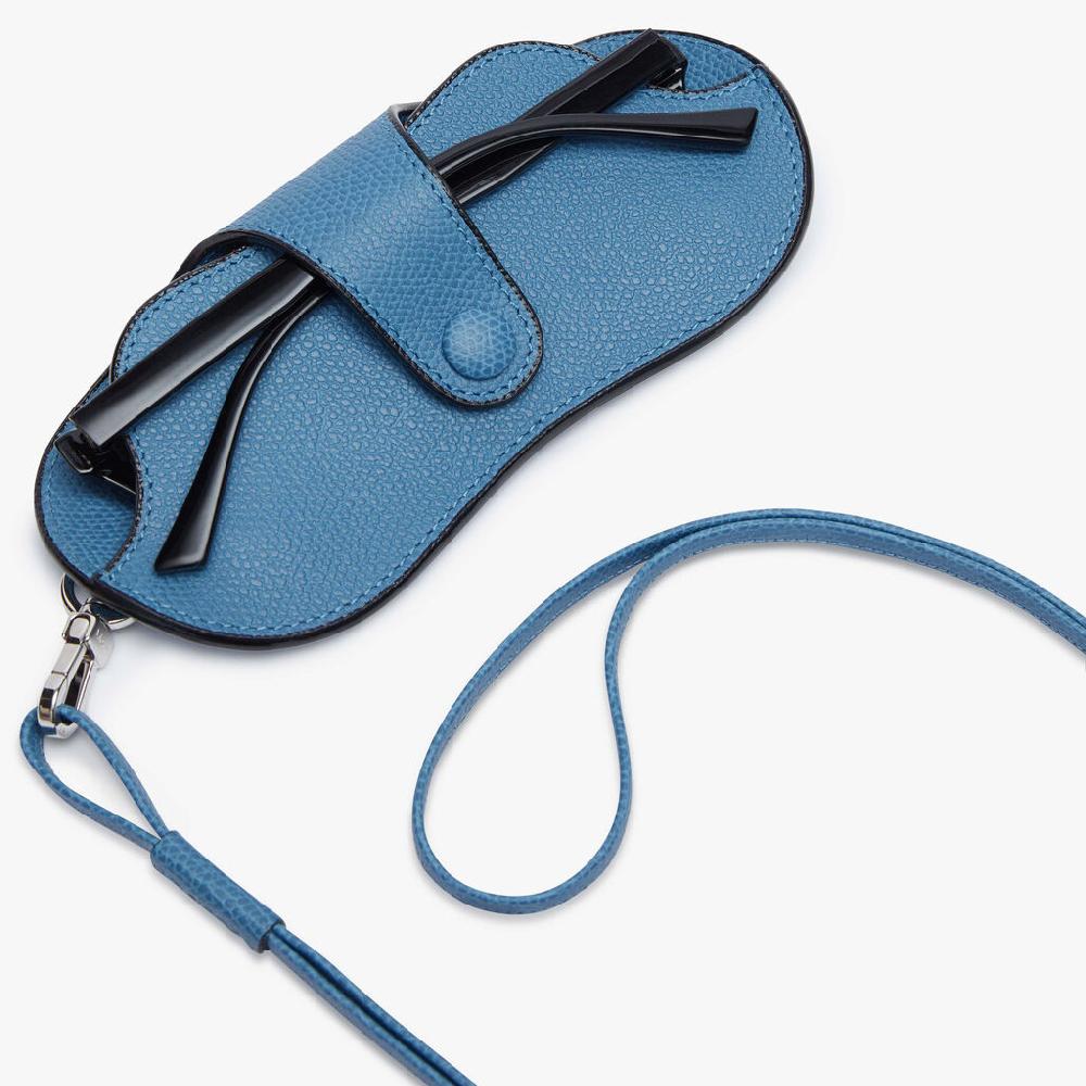 Valextra Custodia occhiali da Donna in Pelle Azzurra di Lusso | Valextra Soddisfazione Garantita