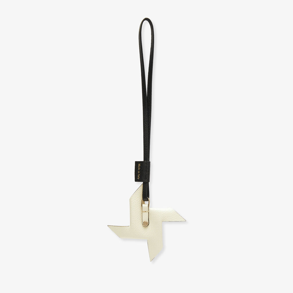 Valextra Charm Girandola | Pelle di vitello Millepunte | Nero/Bianco Pergamena | Valextra Consegna Veloce