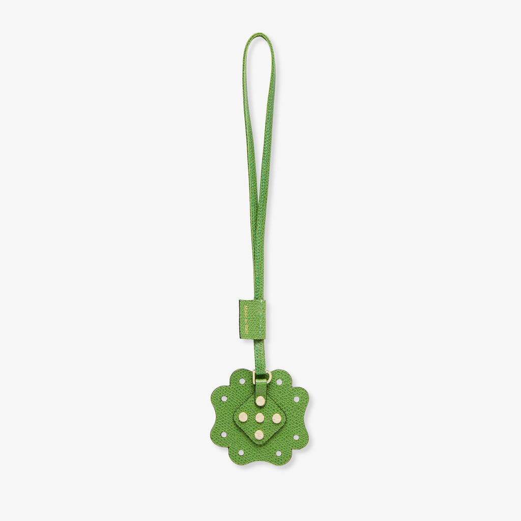 Valextra Charm Engineering Beauty Quadrifoglio | Pelle di vitello Millepunte | Verde Prato | Valextra Fino Al -60%